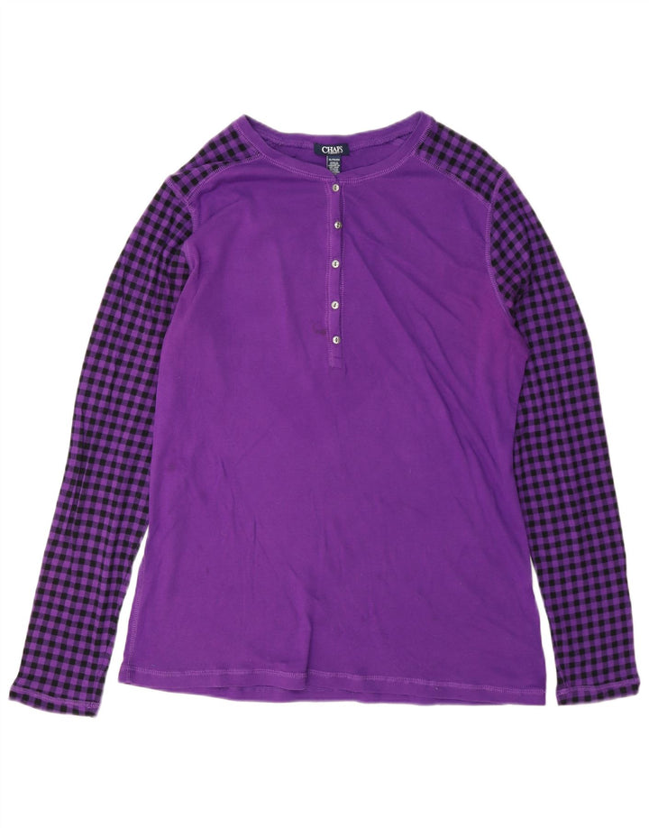 Chaps Womens Top Long Sleeve UK 18 XL Purple Check Cotton