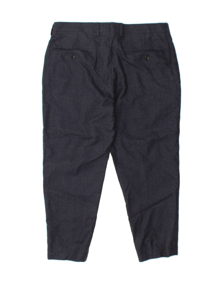 J. CREW Womens Ludlow Slim Cropped Trousers W32 L24 Navy Blue Check Wool Vintage J. Crew and Second-Hand J. Crew from Messina Hembry 