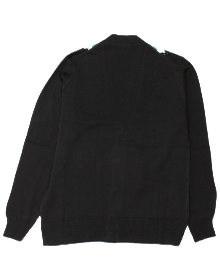 Vintage Womens Cardigan Sweater IT 48 XL Black Colourblock