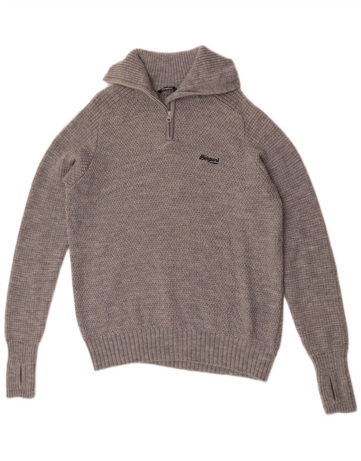 Bergans Mens Zip Neck Jumper Sweater XL Grey Merino Wool