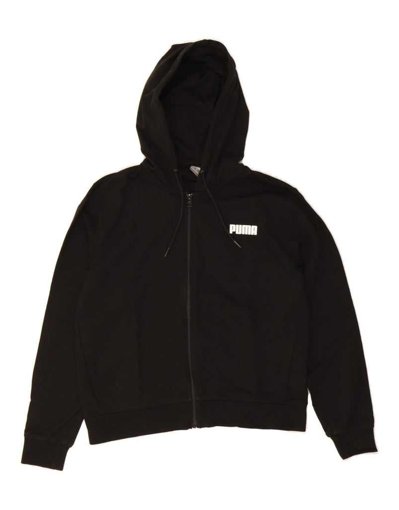PUMA Womens Zip Hoodie Sweater UK 16 Large Black Cotton Vintage Puma and Second-Hand Puma from Messina Hembry 