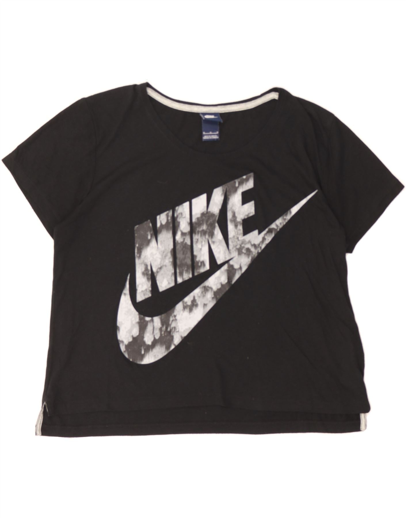 NIKE Damen Oversized Graphic T-Shirt Top UK 14 Medium Schwarz