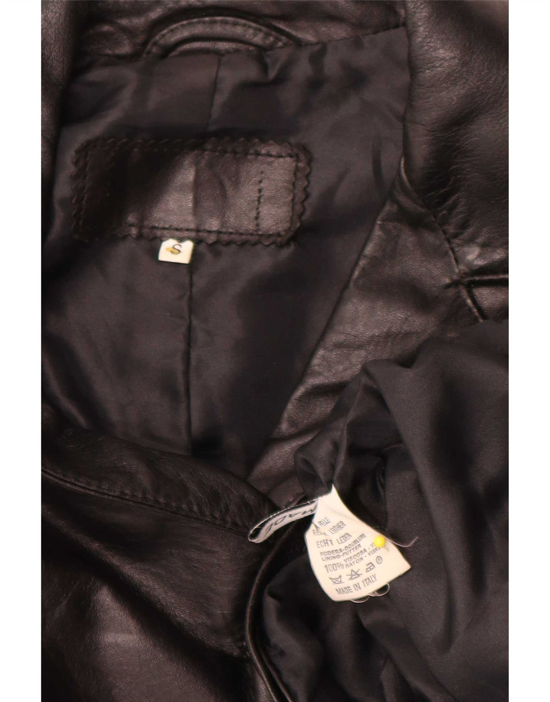 Vintage Womens Oversized 3 Button Leather Blazer Jacket UK 10 Small Black