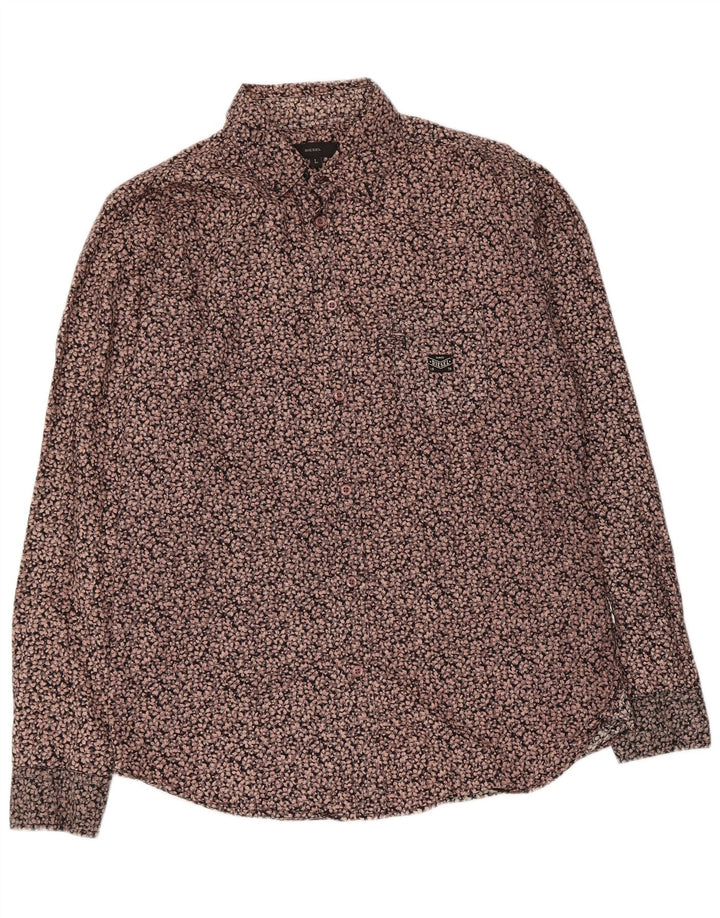 Diesel Mens Shirt Large Multicoloured Floral Cotton