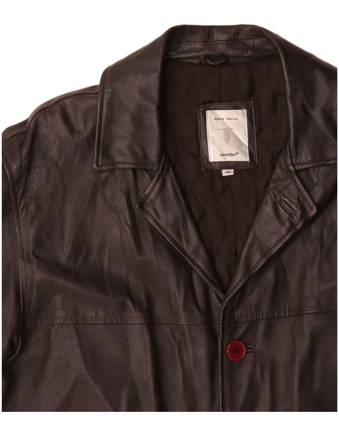 CONBIPEL Mens Leather Coat IT 48 Medium Brown Leather