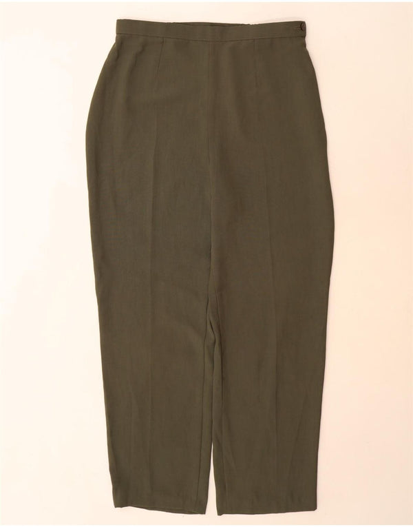 Marks & Spencer Womens High Waist Casual Trousers UK 16 Large W32 L30 Green