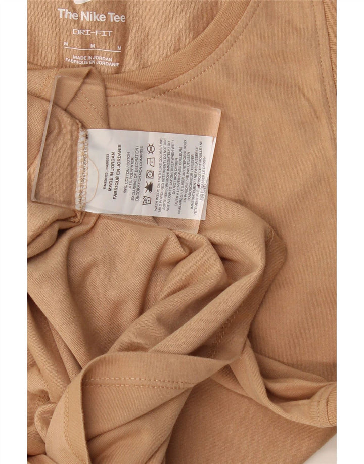 Nike Womens Dri Fit Graphic Vest Top UK 12 Medium Beige Cotton