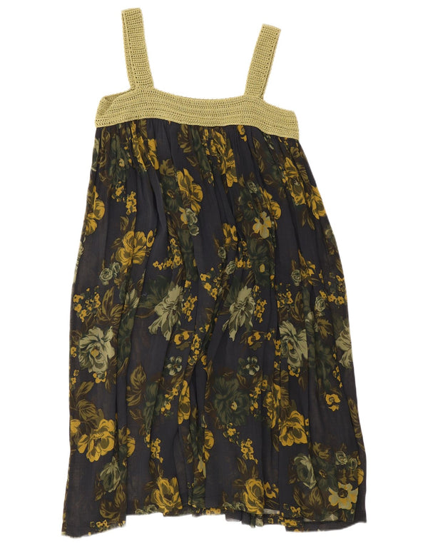 Vintage Womens Sundress UK 8 Small Navy Blue Floral
