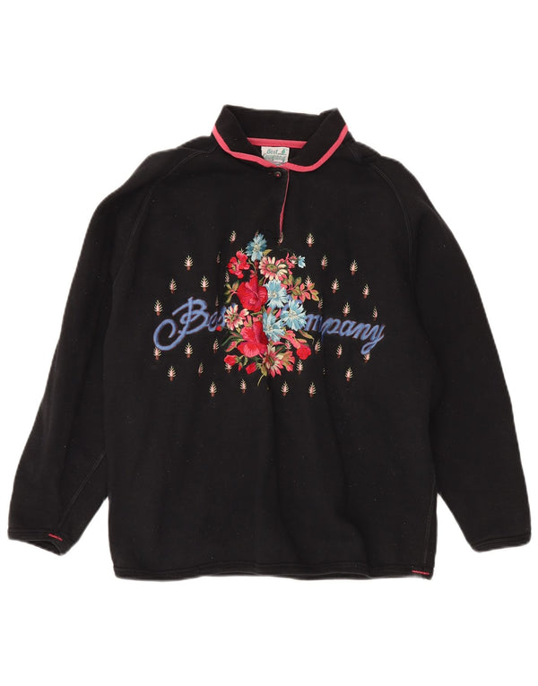 BEST COMPANY Womens Oversized Graphic Sweatshirt Jumper UK 16 Large Black