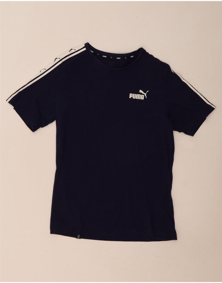 PUMA Mens Graphic T-Shirt Top Small Navy Blue Colourblock