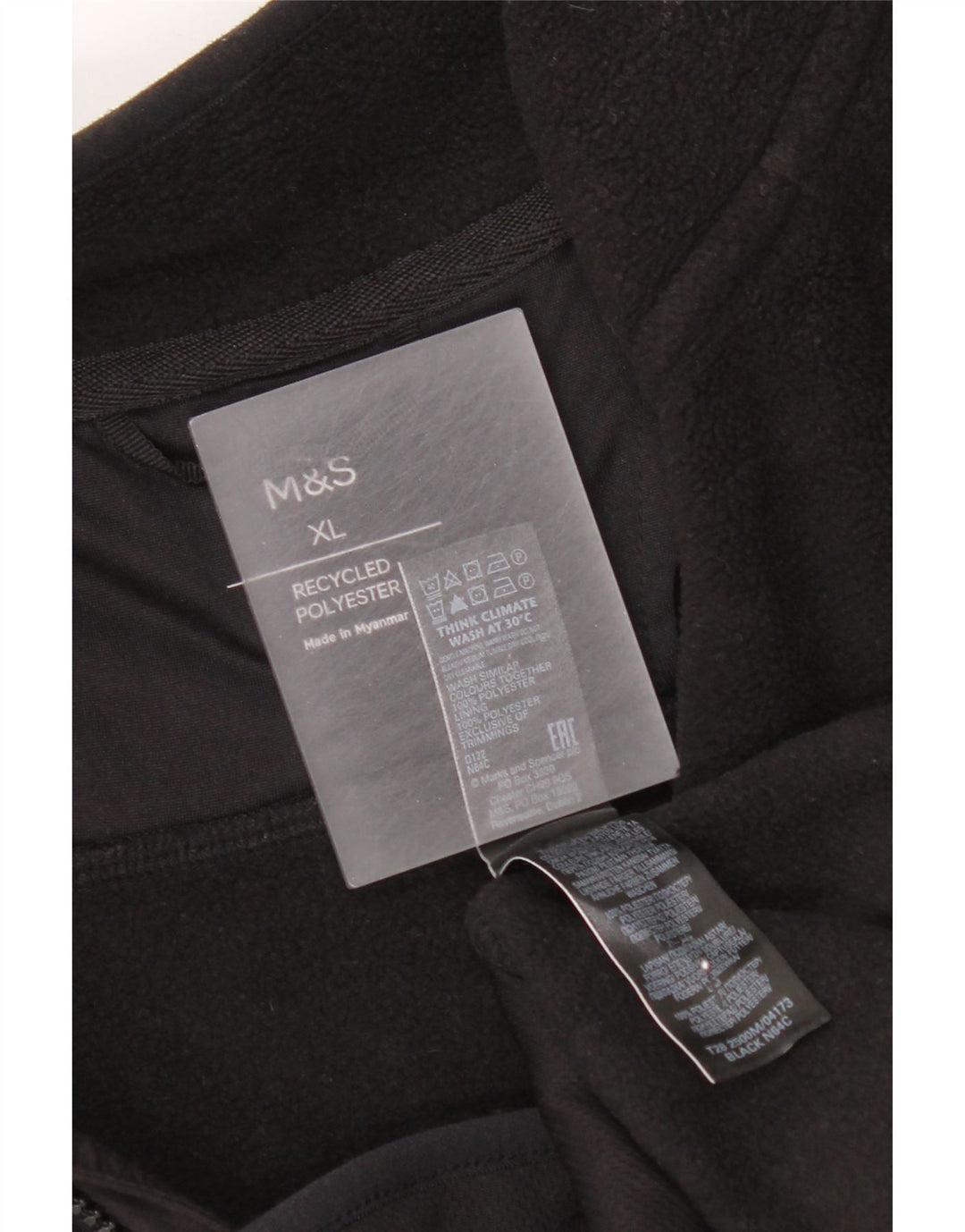 Marks & Spencer Mens Fleece Jacket UK 42 XL Black Polyester