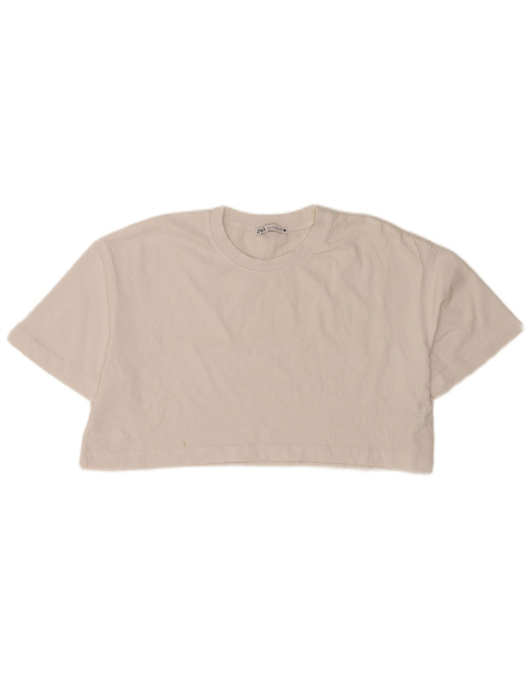 Zara Womens Crop Oversized T-Shirt Top UK 10 Small White Cotton