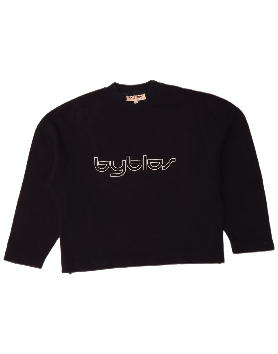 Byblos Womens Oversized Crop Sweatshirt Jumper US 8 Medium Navy Blue