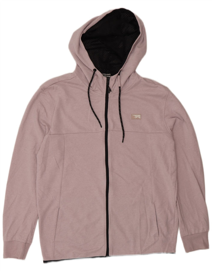 Jack & Jones Mens Zip Hoodie Sweater Large Pink Polyester