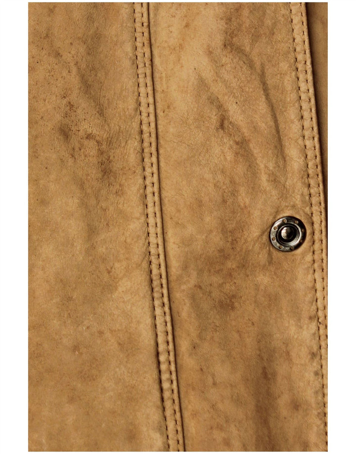 Vintage Womens Oversized Leather Jacket IT 46 Large Beige Leather