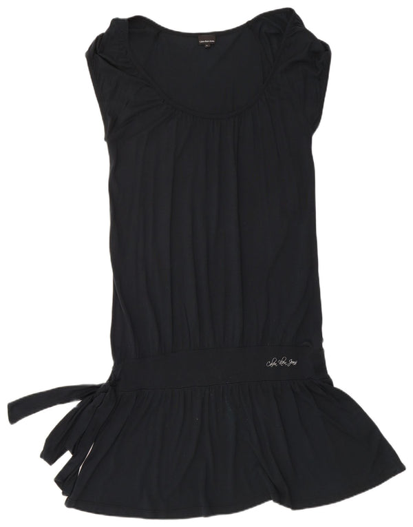 Calvin Klein Jeans Womens Drop Waist Dress UK 14 Large Black Viscose