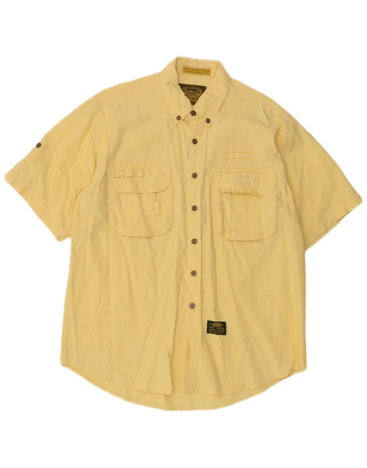 CAMEL ACTIVE Mens Short Sleeve Shirt Medium Yellow Cotton