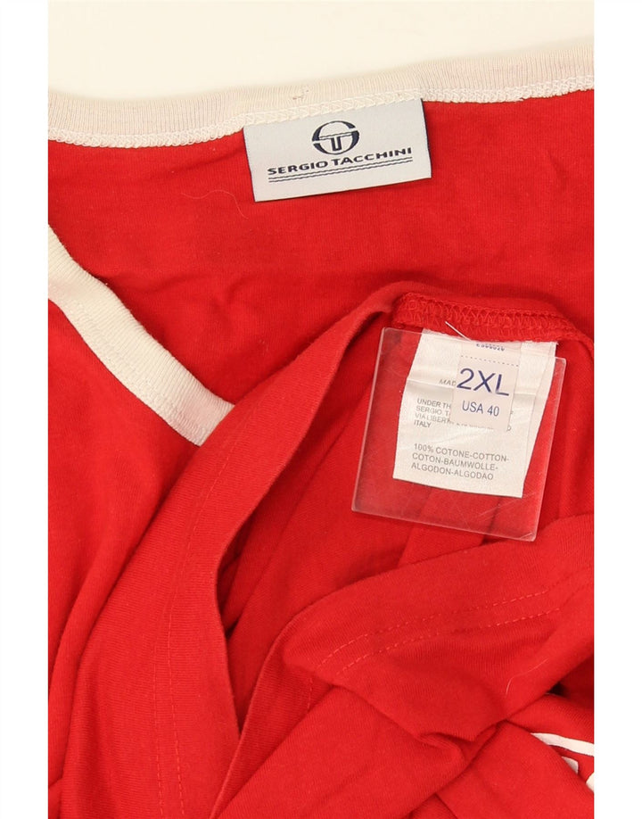 Sergio Tacchini Mens Graphic T-Shirt Top 2XL Red Cotton