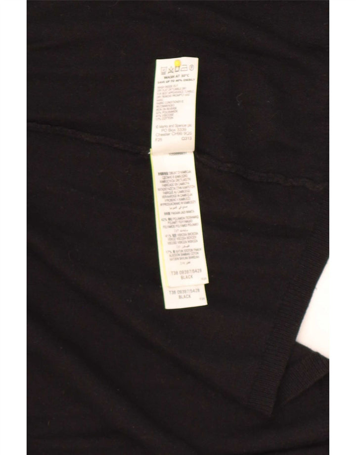 Marks & Spencer Womens Open Cardigan Sweater UK 12 Medium Black Polyamide