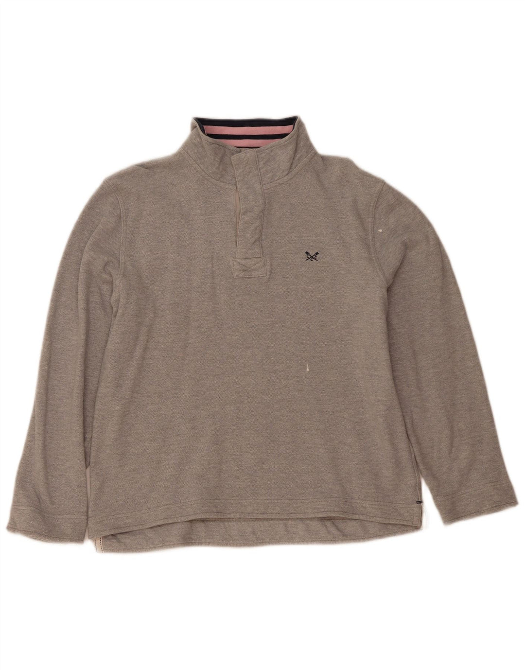 Crew Clothing Mens Zip Neck Sweatshirt Jumper Large Grey Cotton