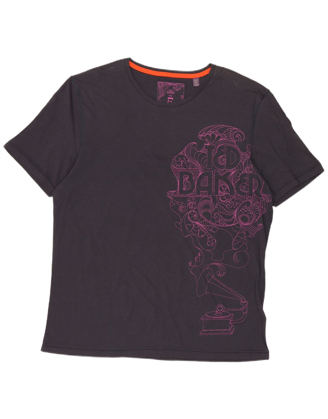 Ted Baker Mens Graphic T-Shirt Top Size 5 XL Navy Blue Cotton