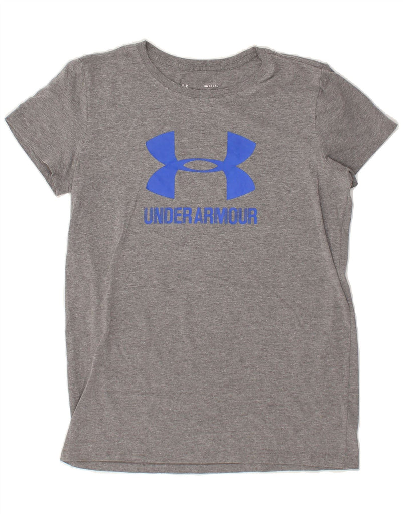 UNDER ARMOUR Womens Graphic T-Shirt Top UK 10 Small Grey Cotton | Vintage Under Armour | Thrift | Second-Hand Under Armour | Used Clothing | Messina Hembry 