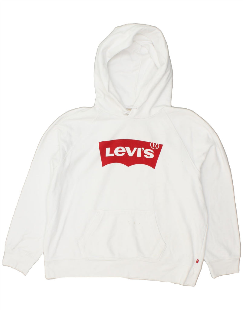 LEVI'S Womens Loose Fit Hoodie Jumper UK 18 XL White Cotton | Vintage Levi's | Thrift | Second-Hand Levi's | Used Clothing | Messina Hembry 