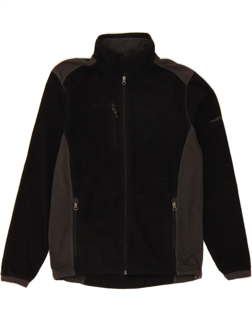 EDDIE BAUER Mens Fleece Jacket UK 38 Medium Black Colourblock Polyester Vintage Eddie Bauer and Second-Hand Eddie Bauer from Messina Hembry 