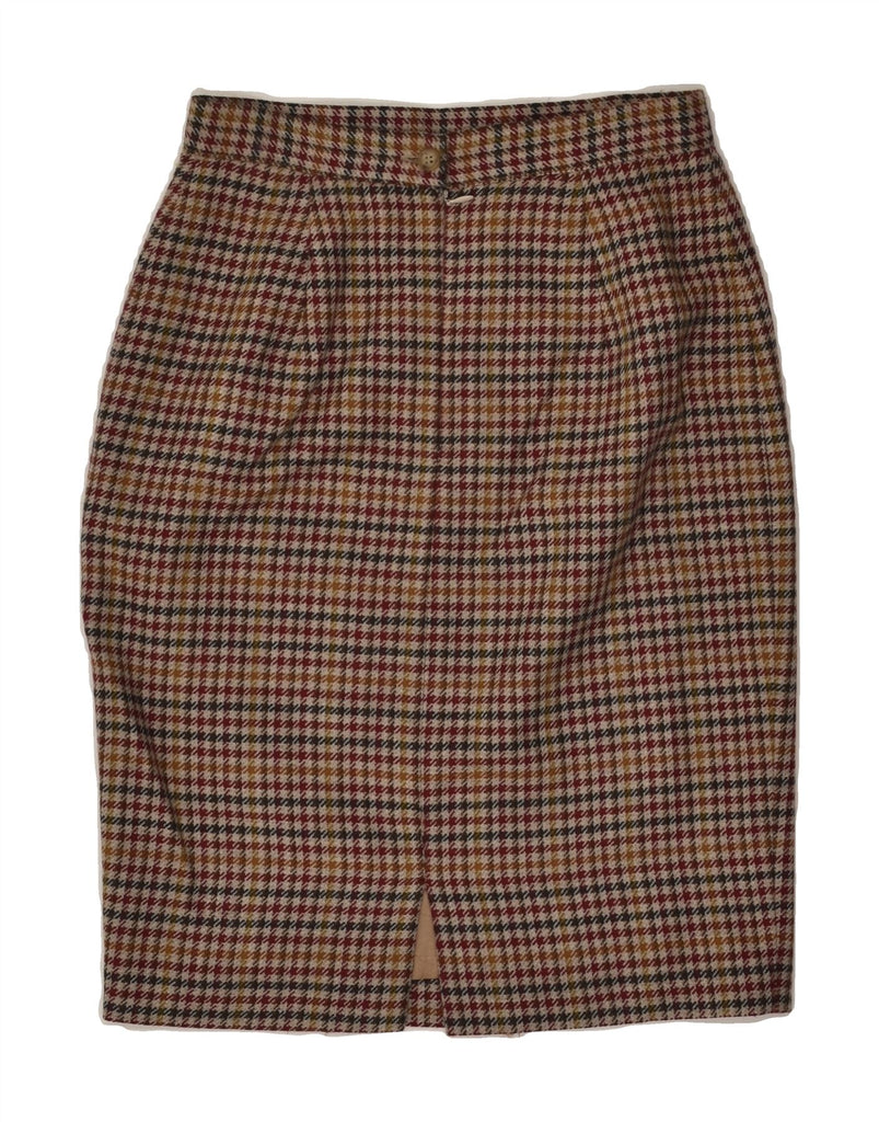 CARACTERE Womens Pencil Skirt UK 10 Small W26  Brown Houndstooth New Wool | Vintage Caractere | Thrift | Second-Hand Caractere | Used Clothing | Messina Hembry 