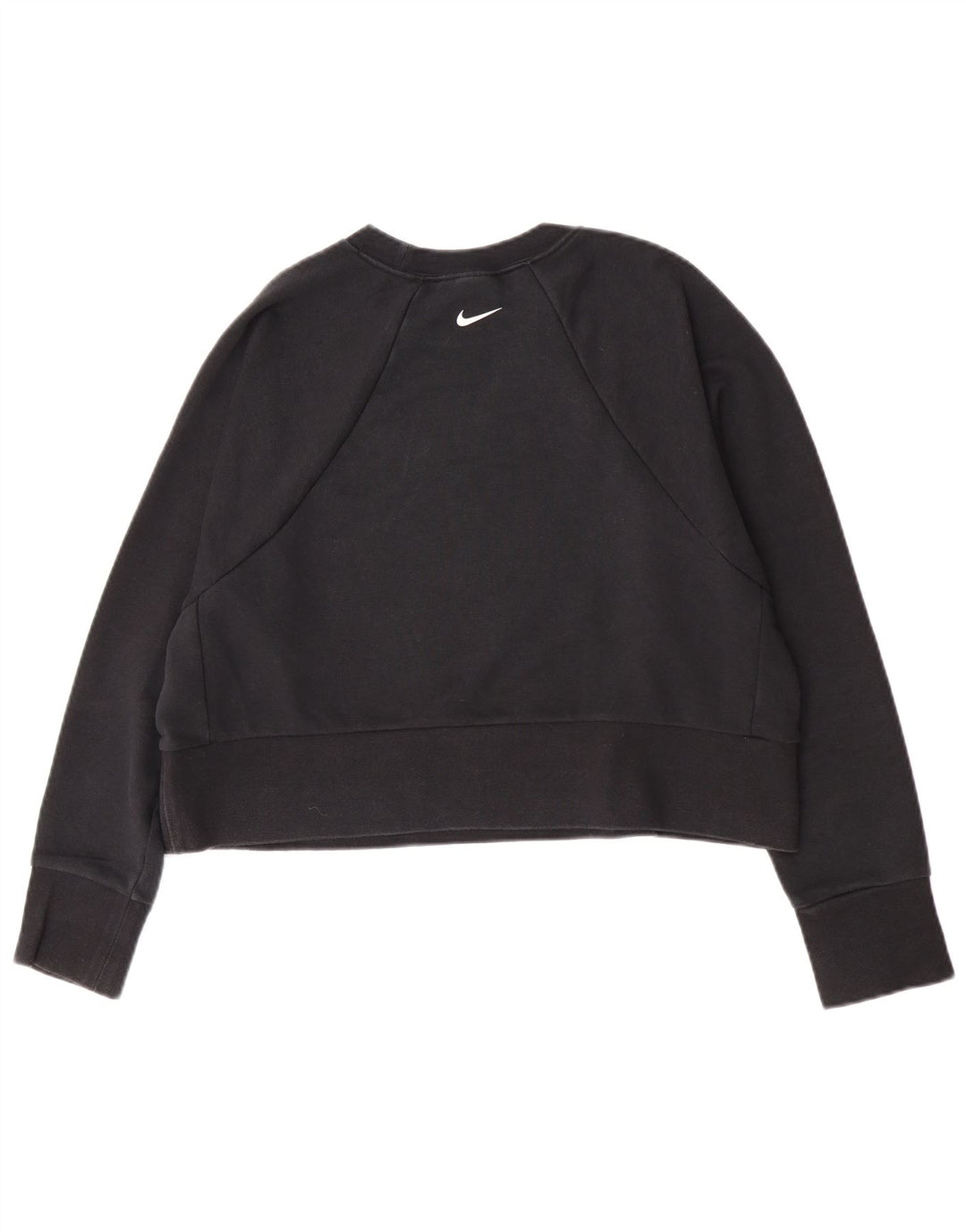 Nike Womens Crop Graphic Sweatshirt Jumper UK 14 Medium Black Cotton