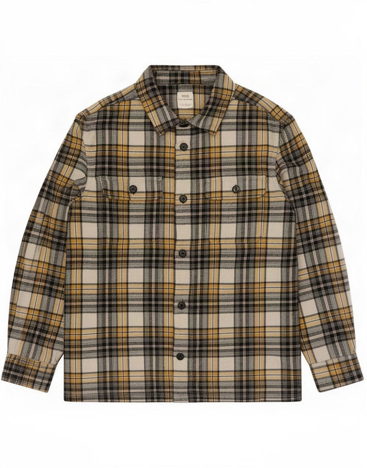 Marks & Spencer Mens Overshirt Flannel Shirt Large Yellow Check Cotton