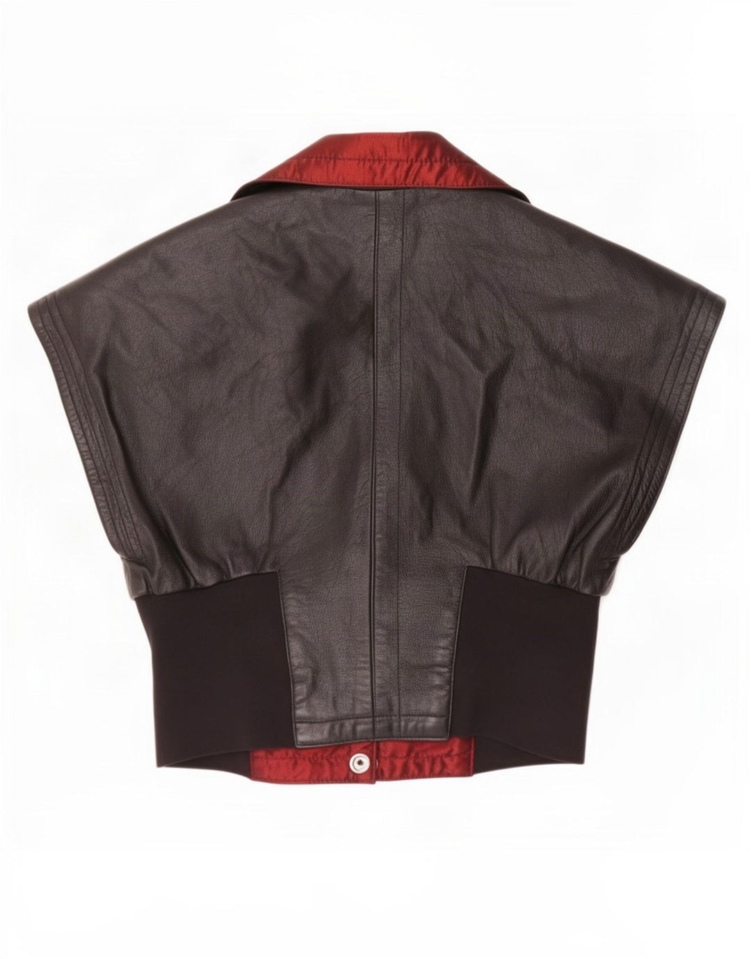 Joslyn Clarke Womens Crop Leather Gilet IT 42 Medium Black