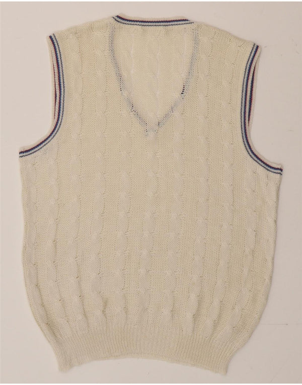 Vintage Mens Vest Tank Top Medium Off White