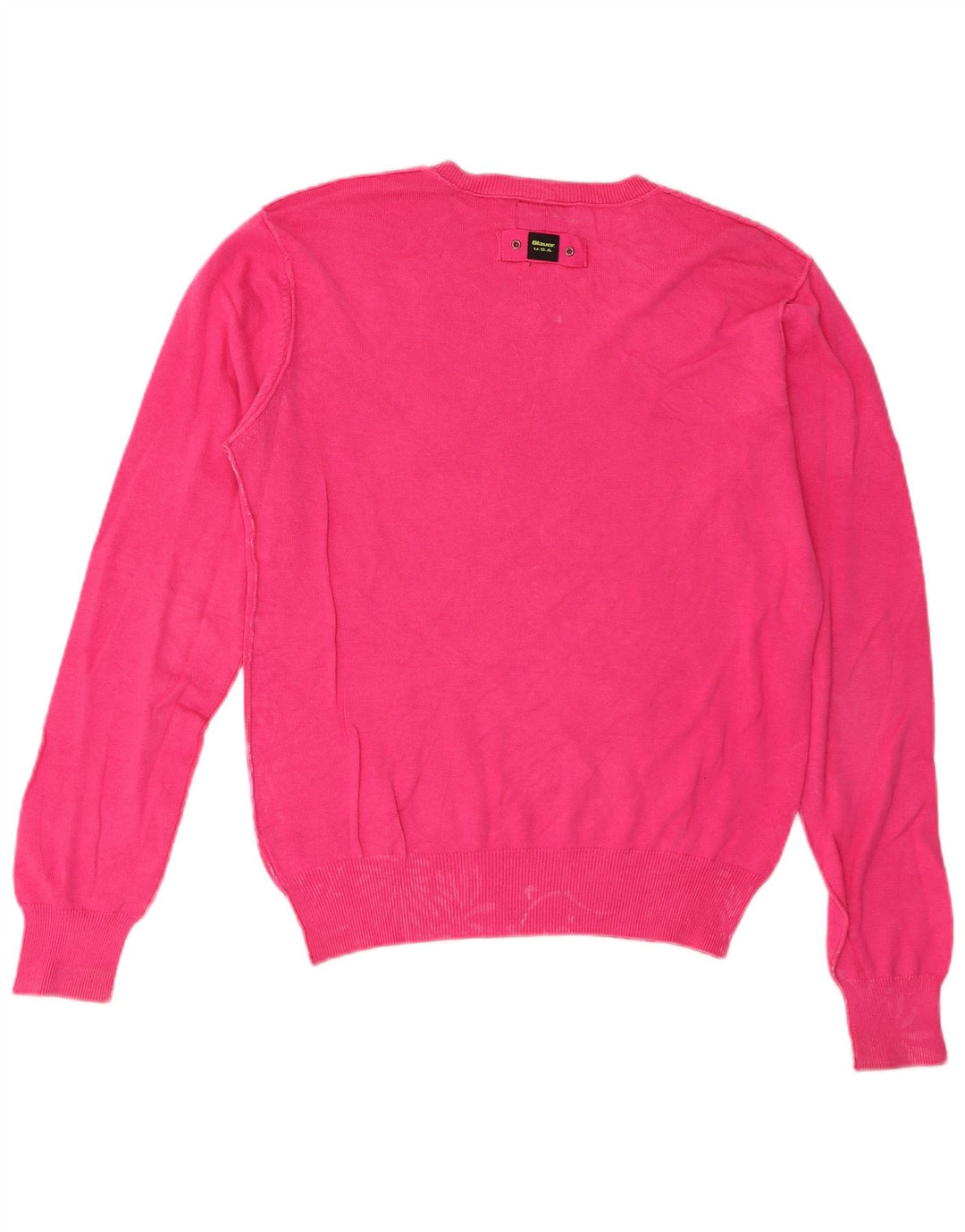 Blauer Womens V-Neck Jumper Sweater UK 14 Medium Pink Cotton