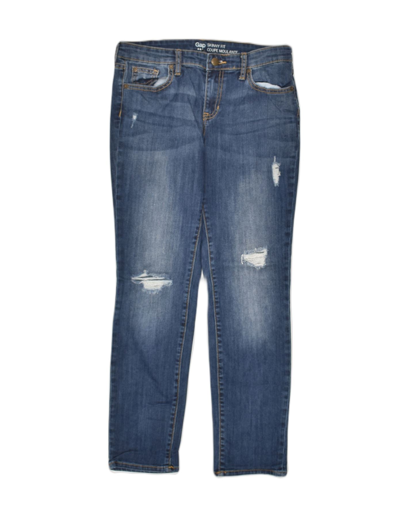 GAP Womens Distressed Skinny Jeans UK Small W28 L26 Navy Blue