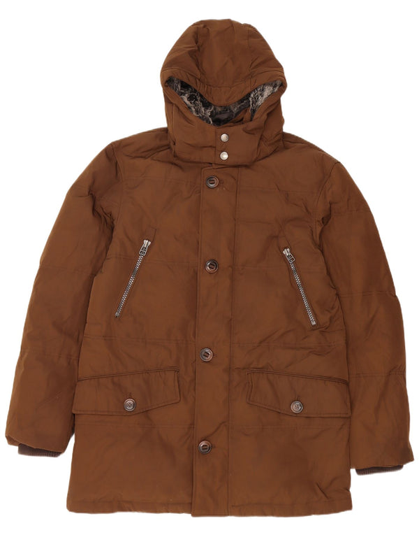 Marks & Spencer Mens Blue Harbour Hooded Padded Jacket UK 38 Medium Brown