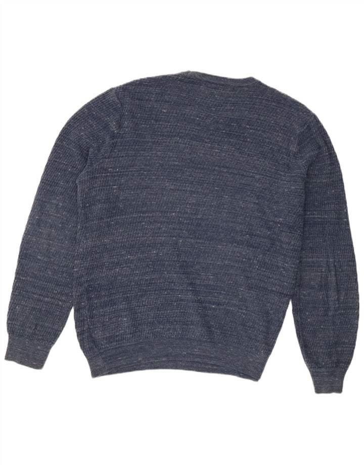 Marks & Spencer Mens Crew Neck Jumper Sweater XL Blue Flecked Cotton