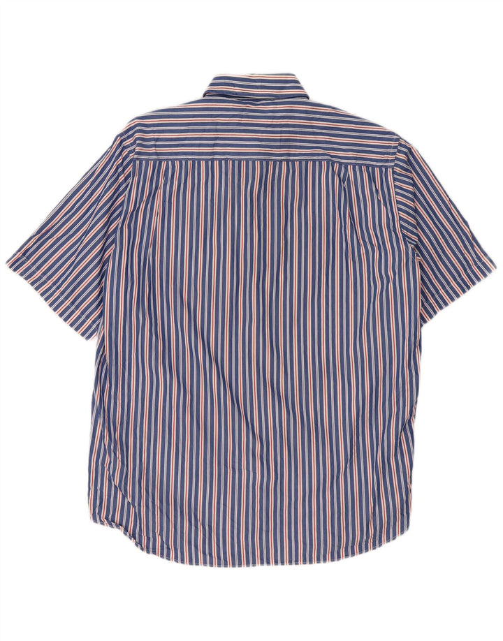 Paul & Shark Mens Short Sleeve Shirt Large Blue Striped Cotton