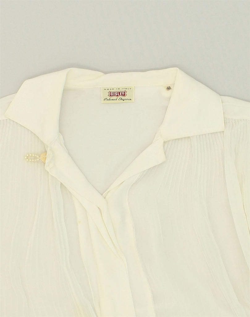 SISLEY Womens Shirt Blouse IT 44 Medium Off White Viscose | Vintage Sisley | Thrift | Second-Hand Sisley | Used Clothing | Messina Hembry 