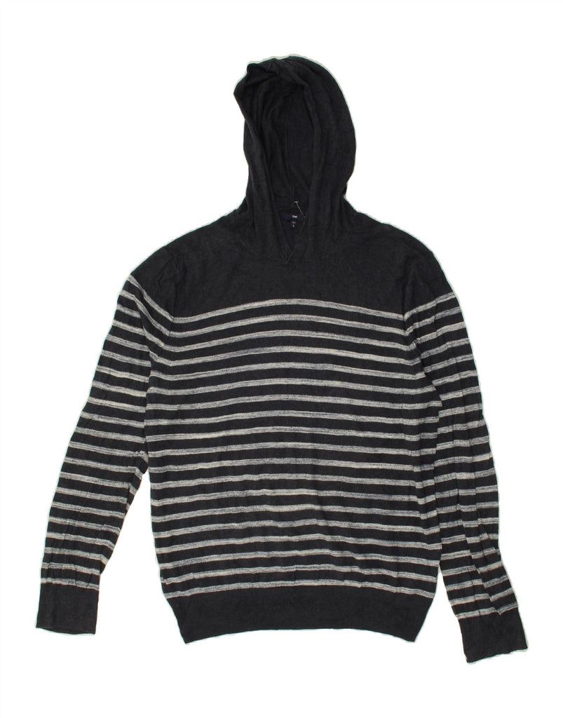 GAP Womens Hoodie Jumper UK 16 Large Navy Blue Striped Cotton | Vintage Gap | Thrift | Second-Hand Gap | Used Clothing | Messina Hembry 