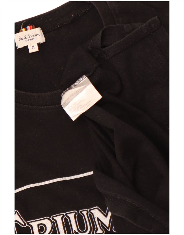 PAUL SMITH Womens Triumph Graphic T-Shirt Top UK 12 Medium Black Cotton