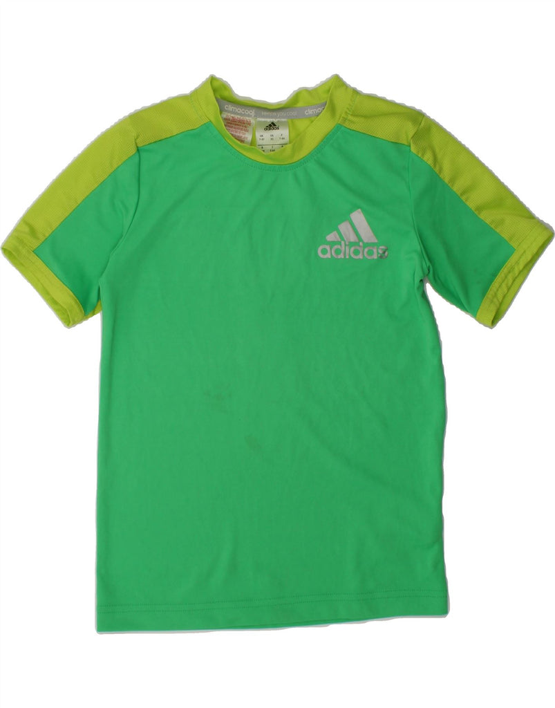 ADIDAS Boys Climacool Graphic T-Shirt Top 7-8 Years Green Polyester | Vintage Adidas | Thrift | Second-Hand Adidas | Used Clothing | Messina Hembry 