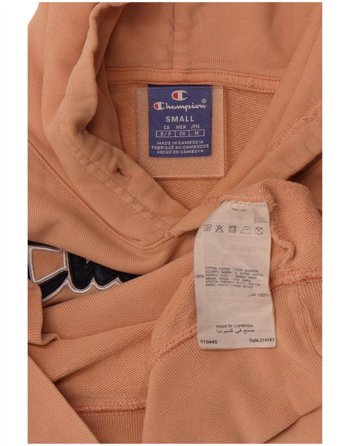 CHAMPION Mens Graphic Hoodie Jumper Small Pink Cotton