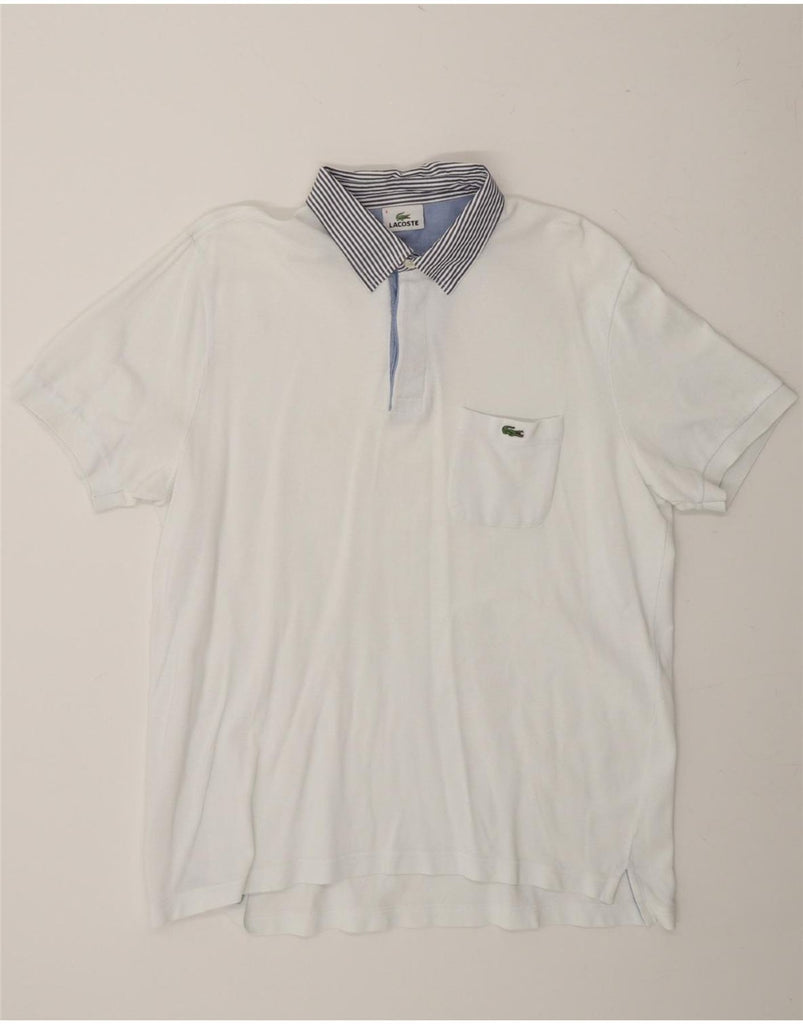 LACOSTE Mens Polo Shirt Size 6 XL White Striped Cotton Vintage Lacoste and Second-Hand Lacoste from Messina Hembry 