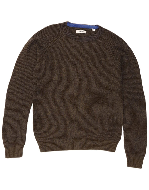 Jack & Jones Mens Regular Fit Crew Neck Jumper Sweater Medium Green Flecked