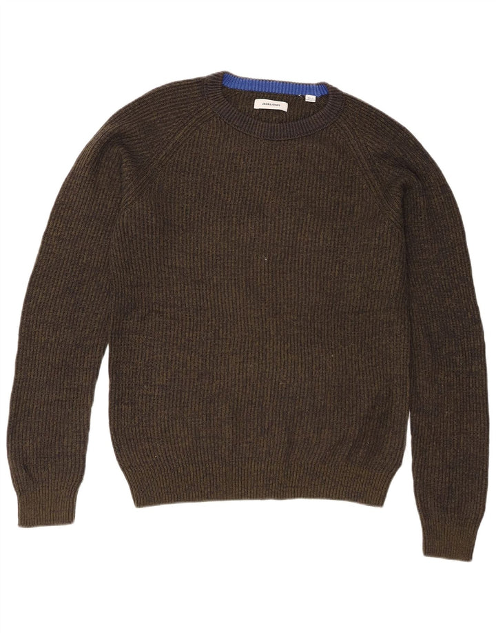 Jack & Jones Mens Regular Fit Crew Neck Jumper Sweater Medium Green Flecked