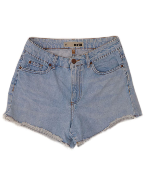 Topshop Womens Moto Denim Shorts W26 Small Blue Cotton