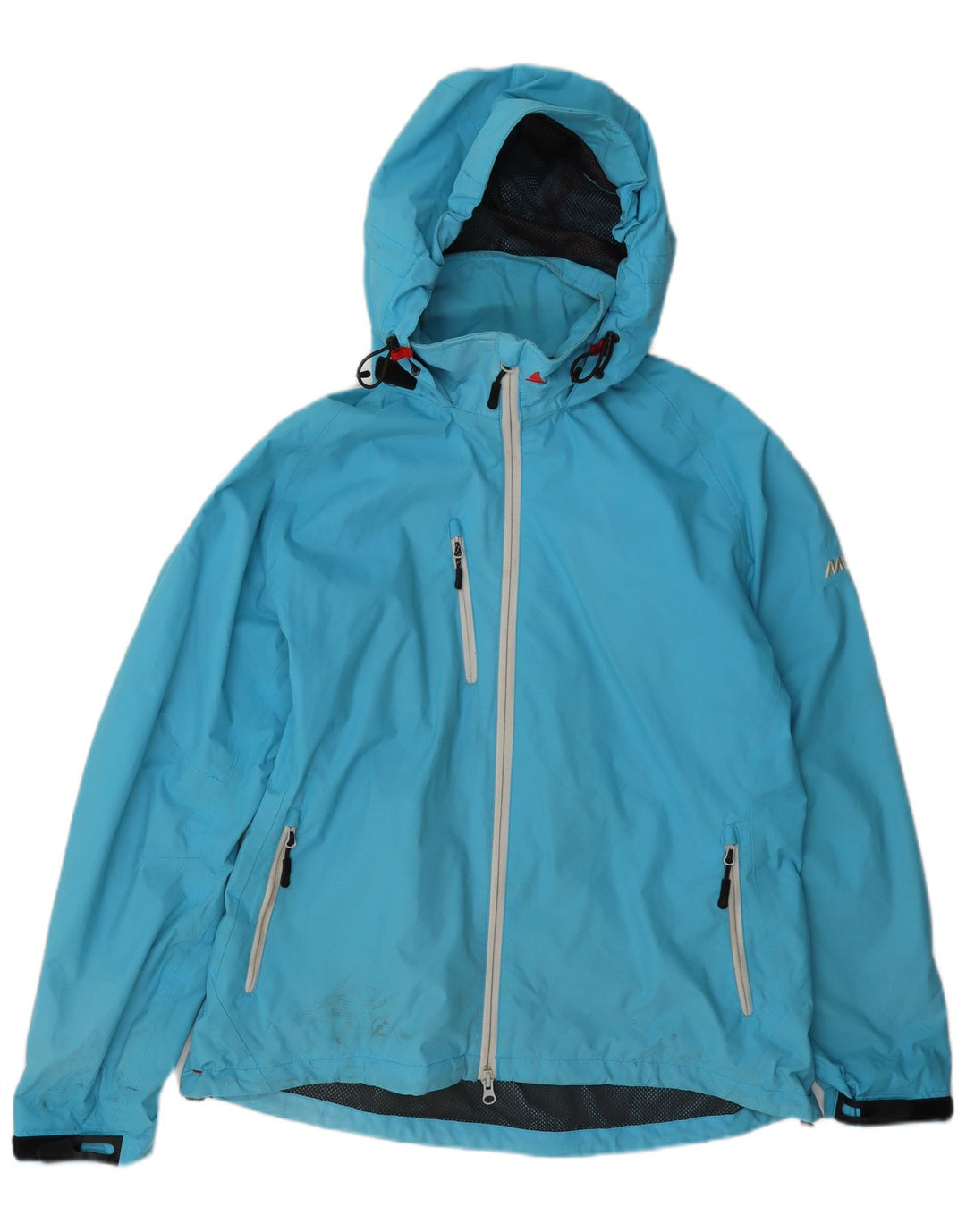 Musto Womens Hooded Rain Jacket UK 16 Large Blue Polyamide