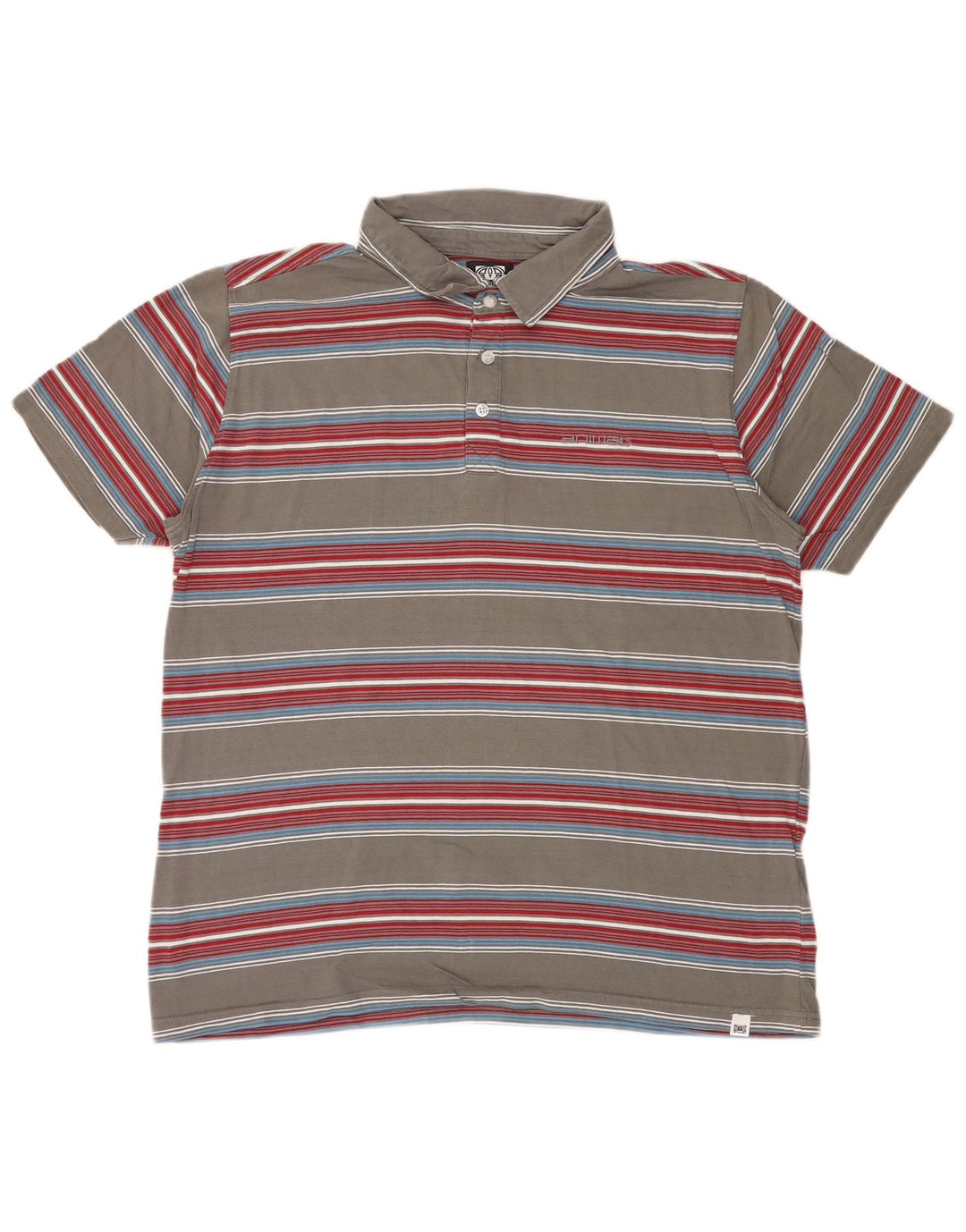Animal Mens Polo Shirt Large Grey Striped Cotton
