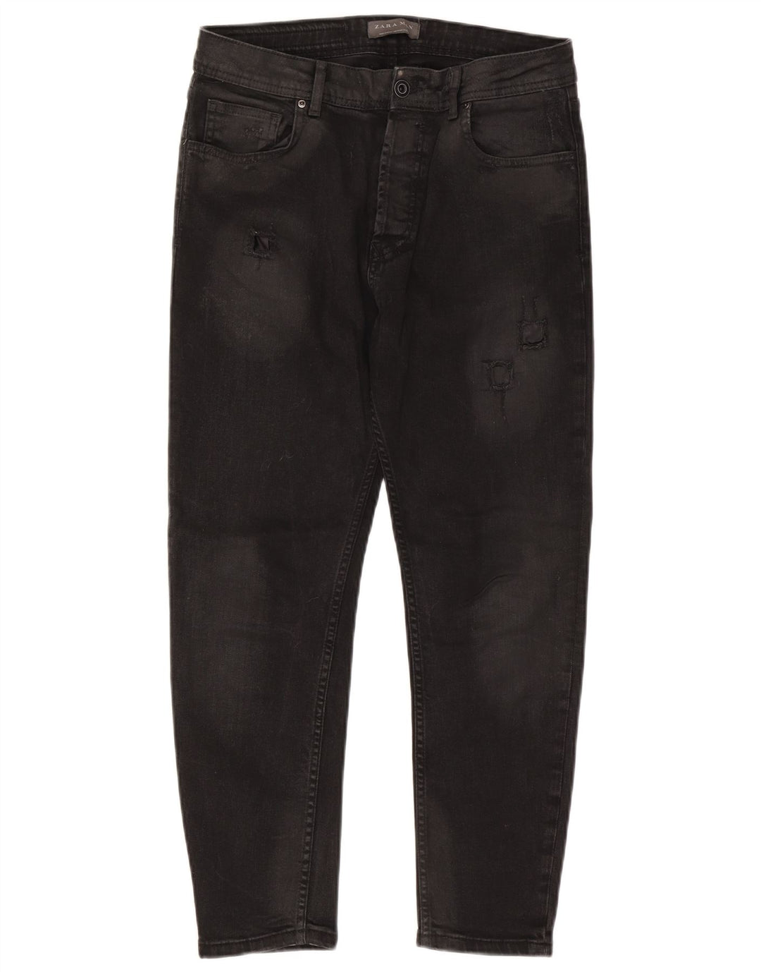 Zara Mens Distressed Slim Jeans EU 42 Large W32 L26 Black